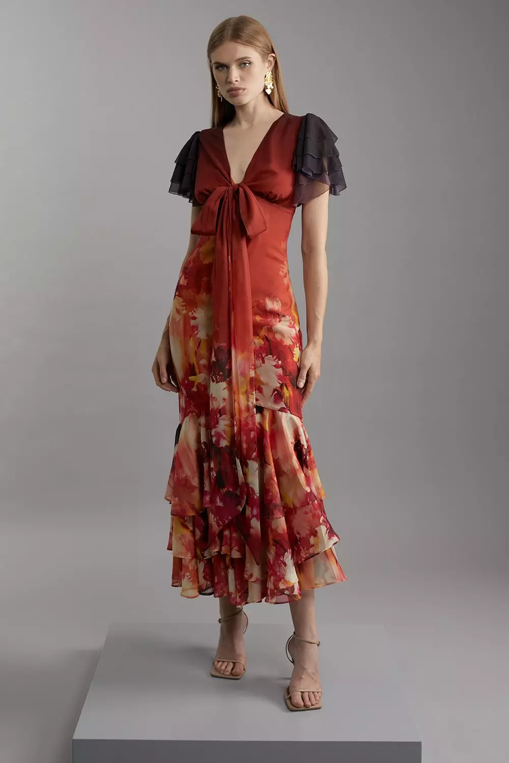 KAREN MILLEN*オーガンジー 襟付きウーブンマキシドレス org.jpg